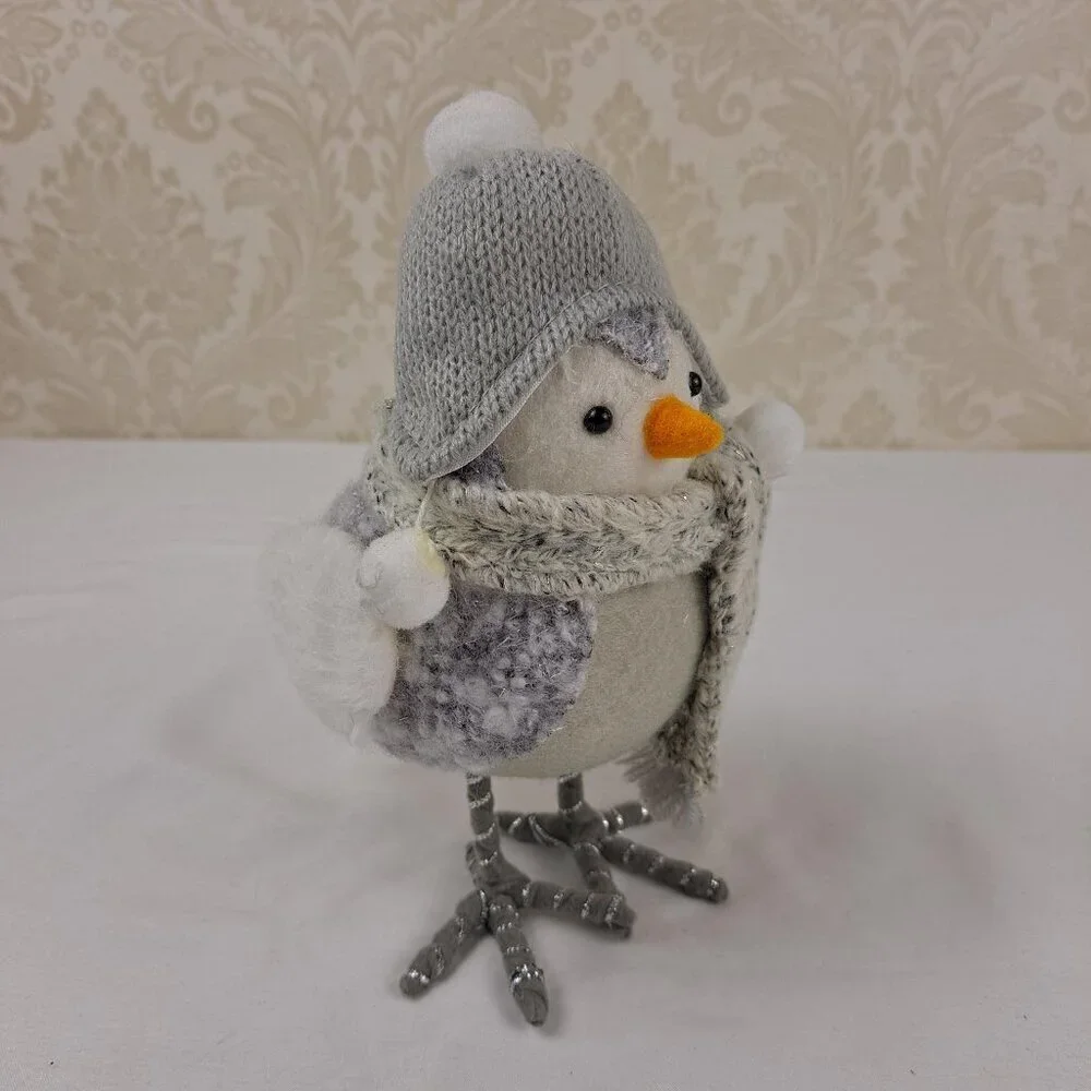 Target Featherly Friends Gray and White Bird With Snow Cap & Scarf